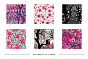 Cherry Blossom Retro Art Patterns, a Pattern Graphic by karenfoleyphoto (Thumbnail 5 of 17)