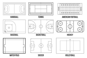 Sport game fields background., an Illustration by HAPPY VECTOR