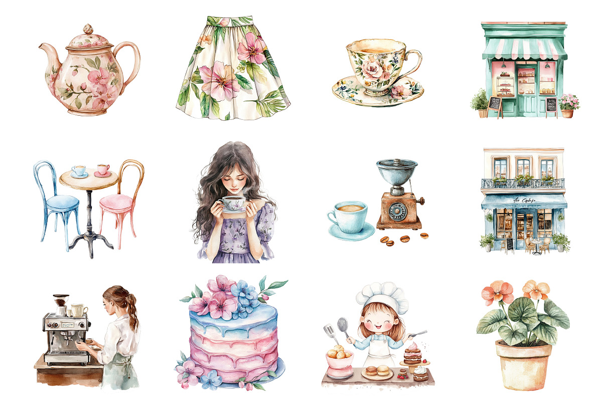 Boho Cafe Core Coffee Clipart, an Illustration by Design Market (Photo 2 of 3)