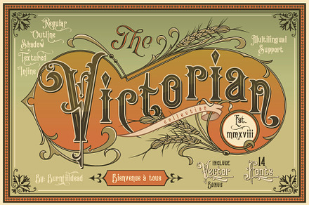 Victorian Fonts Collection, a Serif Font by Burntilldead
