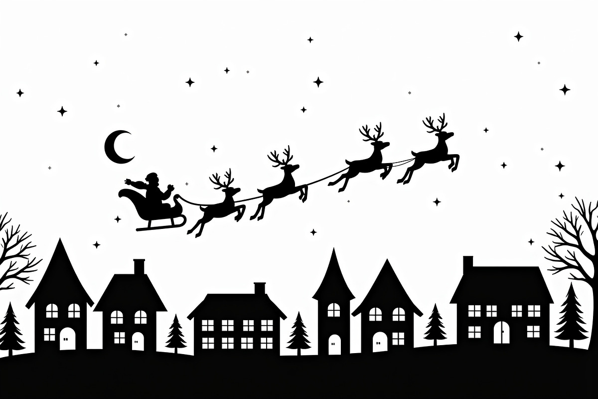 Xmas Reindeer Scene Silhouettes, an Illustration by musafir_fashion (Photo 10 of 21)