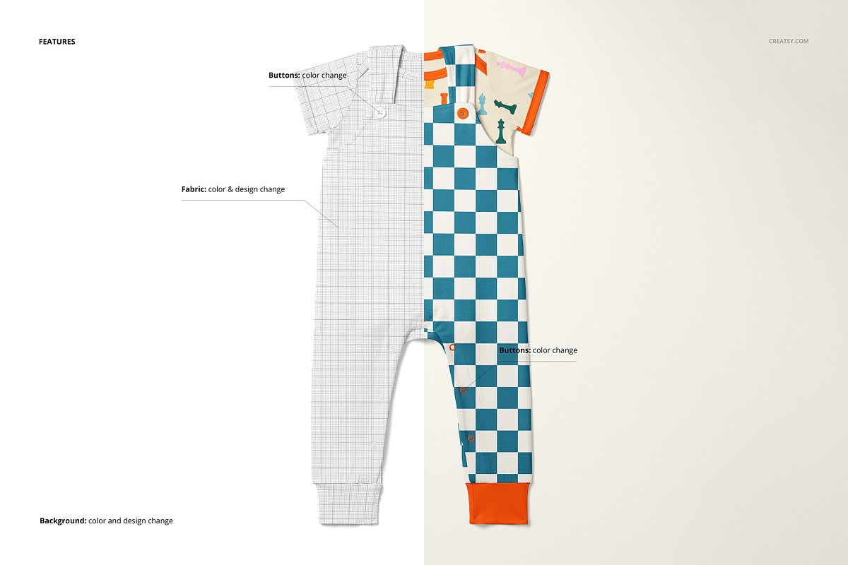 Baby Bodysuit and Overalls Mockup Se, a Bottom Mockup by creatsy5 (Photo 3 of 11)