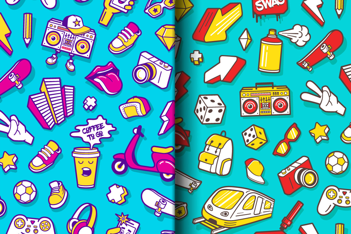 Urban lifestyle seamless patterns, a Pattern Graphic by yurlick (Photo 3 of 3)