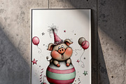 Funny Birthday Pig Clipart Cartoon, a Graphic by one-touch (Thumbnail 4 of 15)