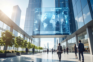Modern glass office towers, an Architecture Photo by DanFLCreativo