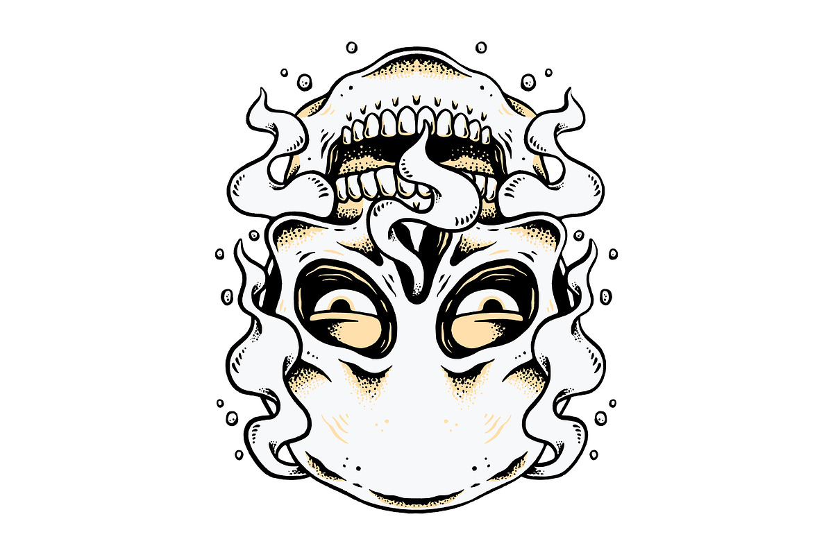 Surreal Lazy Skull Illustration, an Object Illustration by Decoconio Design (Photo 3 of 3)
