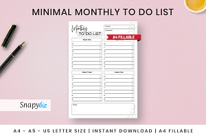 Monthly To Do List Printable