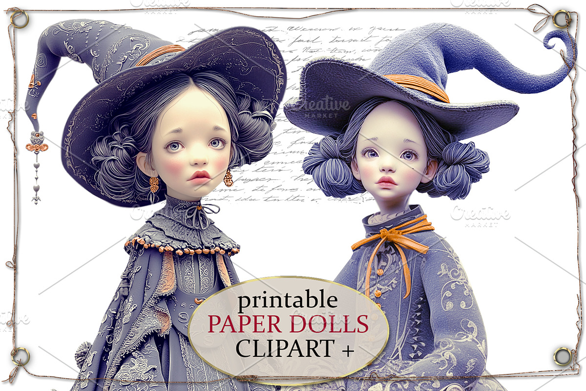 Cute Purple Witch Dolls Clipart, an Object Graphic by Area (Photo 7 of 10)