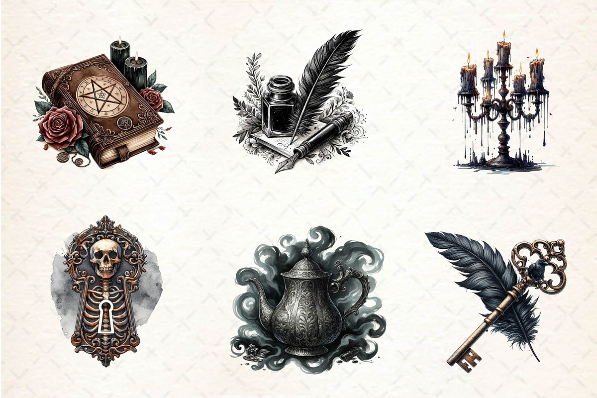 Antique Gothic Sublimation Clipart, an Illustration by CreationArt (Photo 2 of 5)