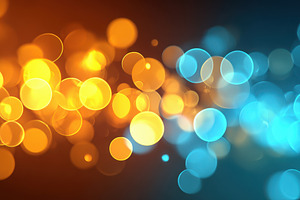 Vibrant orange and blue bokeh lights background, a Background Photo by AlyaAnd