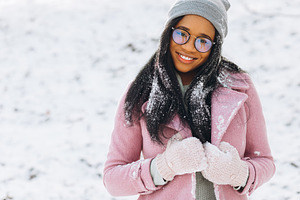 Portrait of African woman in winter