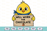Funny Easter Chocolate Lover Chick, a Seasonal Illustration by Ghagra (Thumbnail 1 of 7)