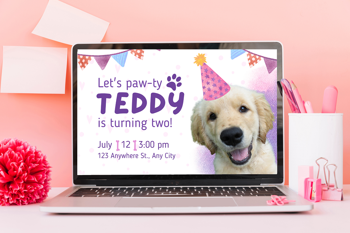 Let's Paw-ty Pet Birthday Invitation, a Design Template by TemplateCastleStore (Photo 5 of 9)