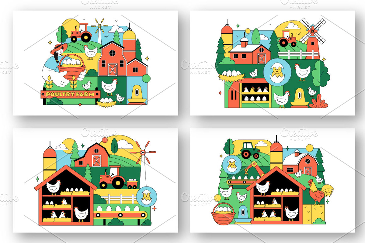 10 Poultry Farming Illustration, an Animal Illustration by denayunebgt (Photo 2 of 4)