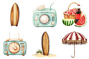 1950s Style Beach Day Clipart, an Illustration by Watercolor design (Thumbnail 5 of 5)