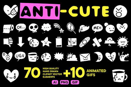 Anti-CUTE | Doodles & GIF Pack, an Emoji Icon by Iris Atelier