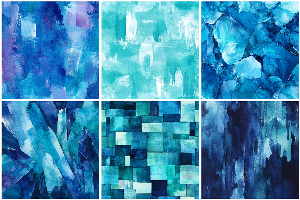 Teal Indigo Abstract Digital Papers, a Pattern Graphic by CitraGraphics (Photo 4 of 6)