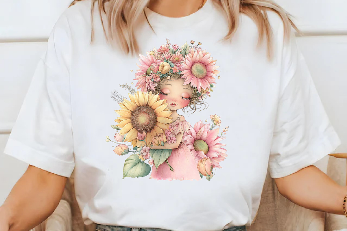 Whimsical sunflower garden girl, an Illustration by Designworld (Photo 8 of 9)