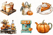 Watercolor Pumpkin Latte Clipart, an Illustration by OK Design (Thumbnail 4 of 5)