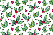 Watercolor Holly Illustrations, a Decorative Illustration by Olga Olmix (Thumbnail 3 of 5)