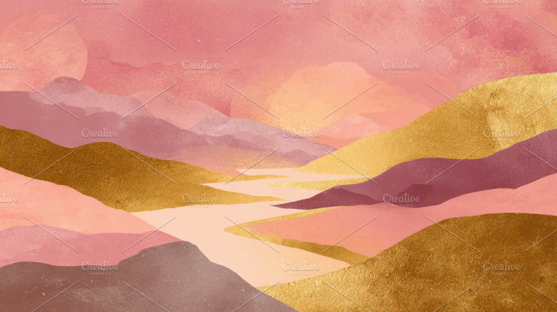 Sunset over the mountains and river, a Photo by Beautiful things