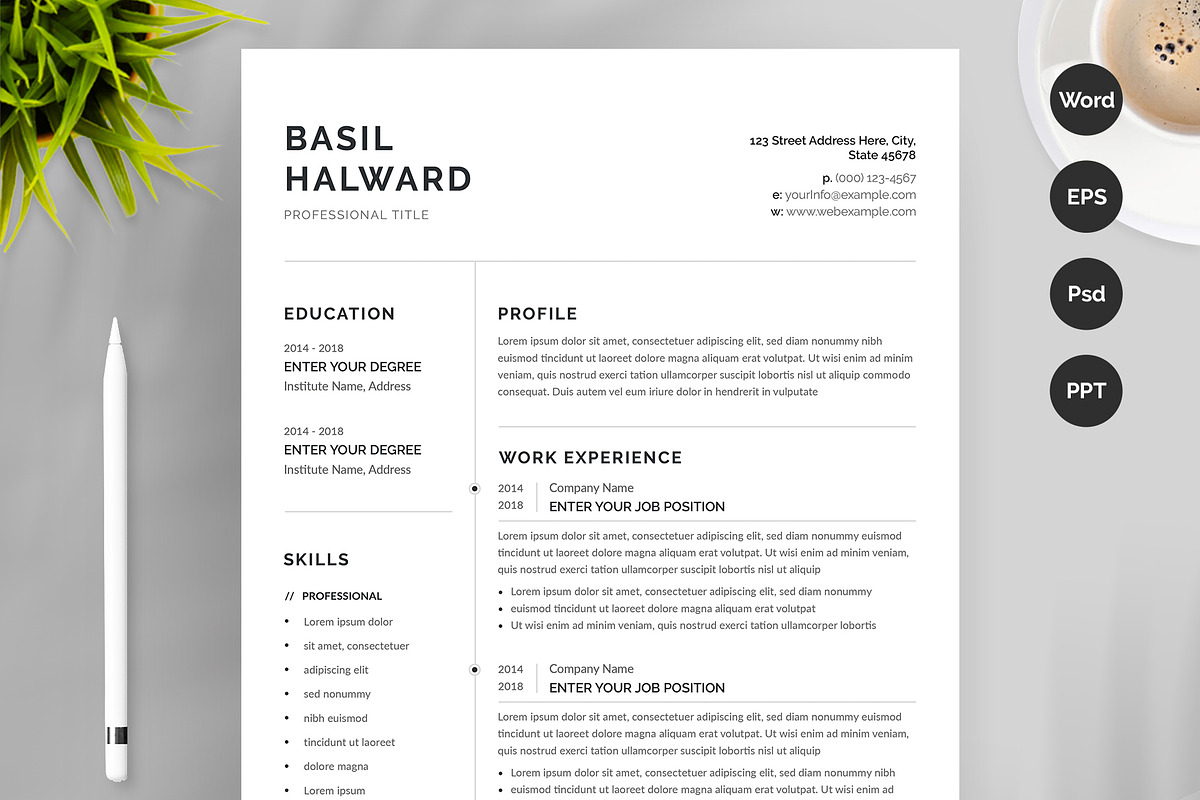 Minimalist Resume / CV, a Resume Template by Aspect_Studio (Photo 1 of 5)