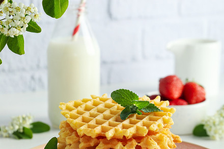 Composition of tasty food with stack of wafers, a Food & Drink Photo by AtlasStudio