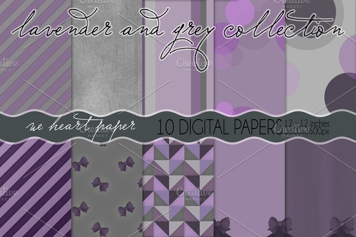 Lavender and Grey Digital Papers