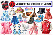Watercolor Antique Fashion Clipart, an Illustration by Design Market (Thumbnail 1 of 3)