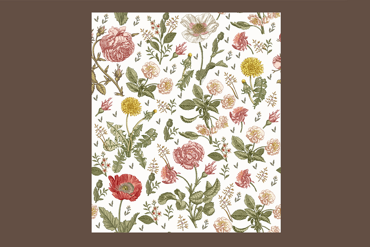 6 Seamless Flowers Roses Pattern, a Pattern Graphic by Vintage (Photo 2 of 7)