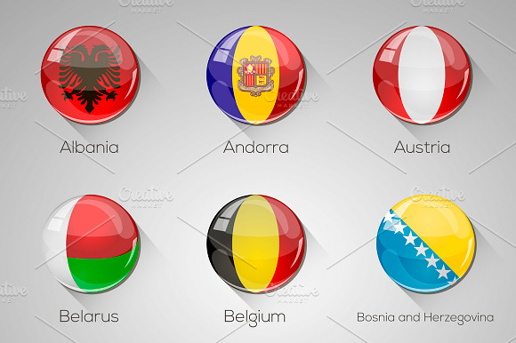 45 European Flags Icons