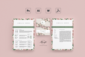 Roses Floral Resume / Card Template