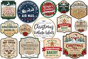 Vintage Christmas Labels Sublimation, an Illustration by OK Design (Thumbnail 1 of 3)