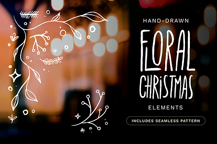 Hand-Drawn Floral Christmas Elements