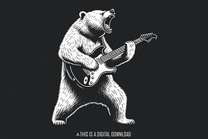 Bear with Guitar Png, Guitarist, an Illustration by SharpMarketplace