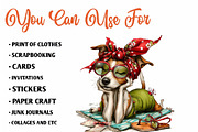 Whimsical Summer Dogs Clipart Bundle, an Illustration by CreationArt (Thumbnail 4 of 7)