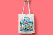 flamingo is surfing while having fun, an Animal Illustration by gunaonedesign (Thumbnail 4 of 4)