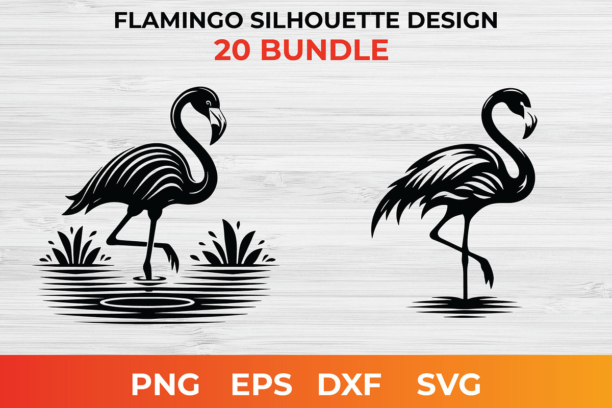 Flamingo Silhouette Design bundle, an Animal Illustration by bossdesigner (Photo 2 of 3)