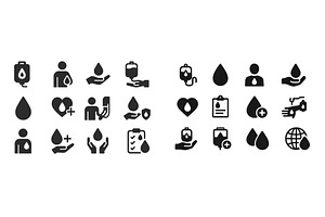 Set of black and white icons, a Healthcare Illustration by ZinetroN