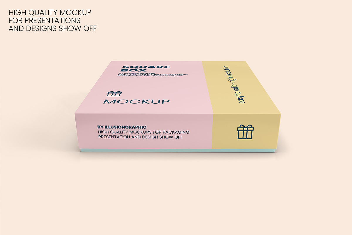 Square Box with Lid Mockups 10 Views, a Packaging Mockup by Illusiongraphic (Photo 3 of 21)