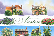 Watercolor Austen Clipart Set, a Person Illustration by ArtCreationsDesign (Thumbnail 2 of 22)