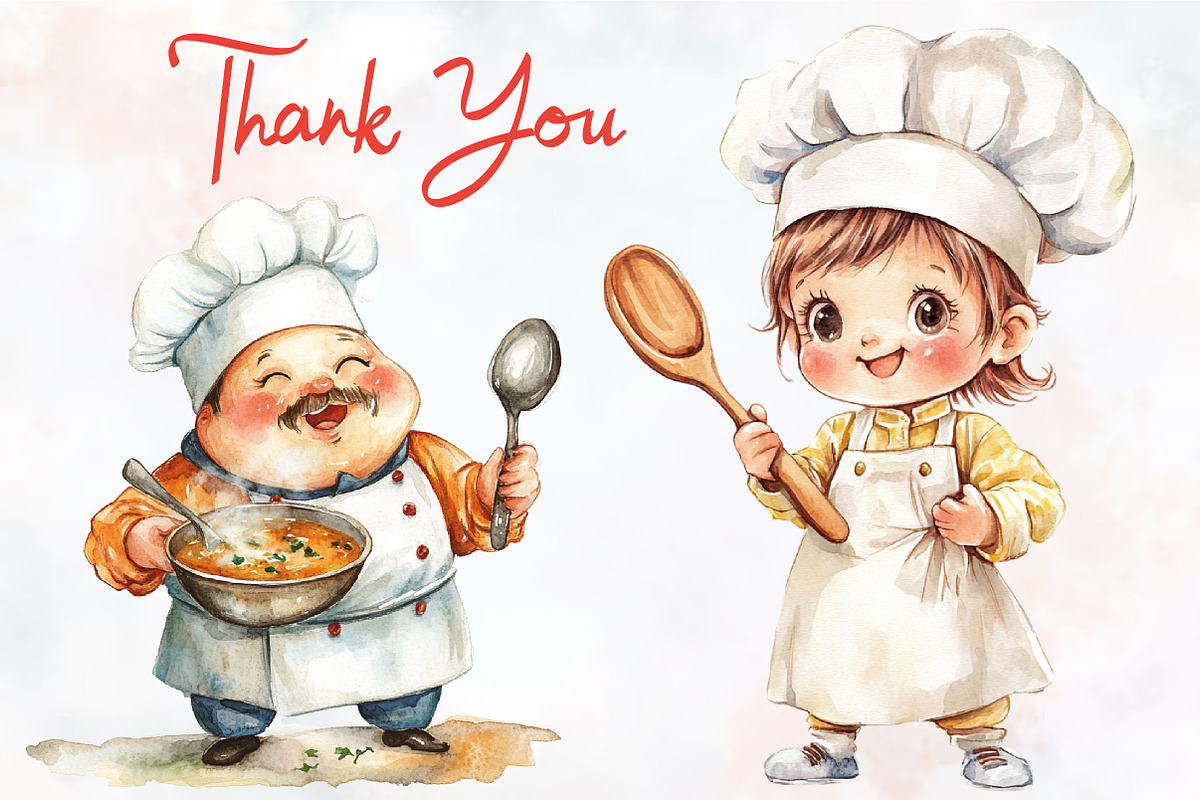 Chef Watercolor Cliparts, an Illustration by RobertsArt (Photo 2 of 7)