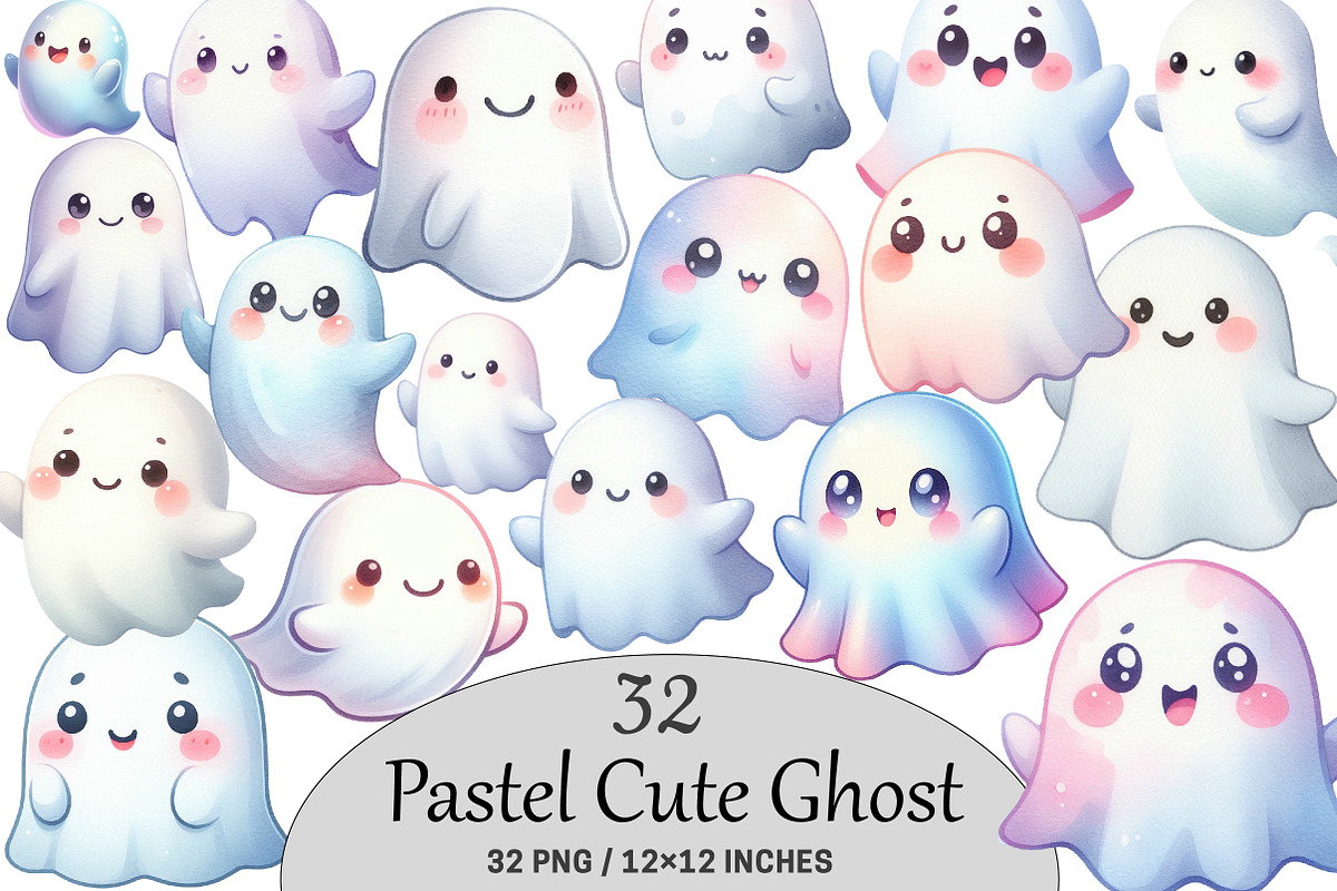 Pastel Cute Ghost Sublimation,, a Graphic by CitraGraphics (Photo 1 of 5)