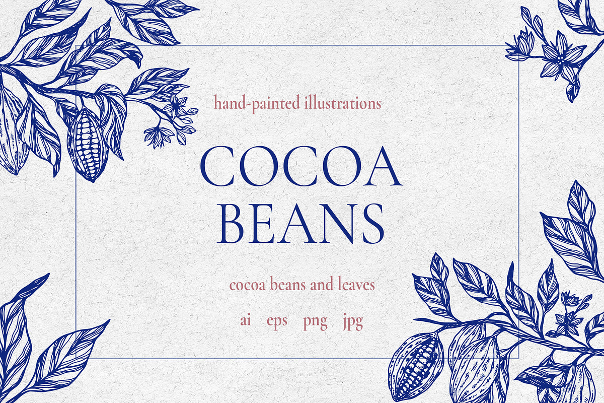 Cocoa leaves&beans vector clipart, an Illustration by Lidia's watercolor world (Photo 3 of 6)