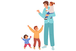 Male pediatrician surrounded by, a Person Illustration by Vectorbuum