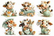 Watercolor Easter Funny Cow Clipart, an Illustration by Daily.Designs (Thumbnail 3 of 8)