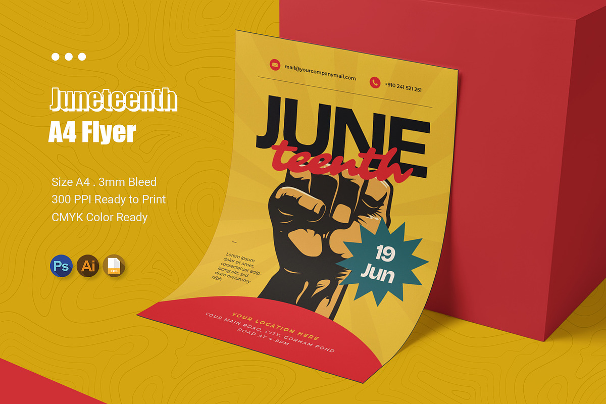 Juneteenth Flyer, a Flyer Template by Esensifiksi.studio (Photo 1 of 2)
