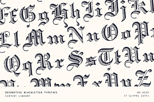 Decorative Hatched Blackletter Font, a Blackletter Font by Century Library
