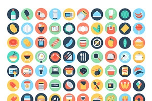 300 Flat Food And Drinks Icons