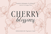 Cherry Blossoms Floral Art, a Decorative Illustration by Pigment Café (Thumbnail 1 of 6)
